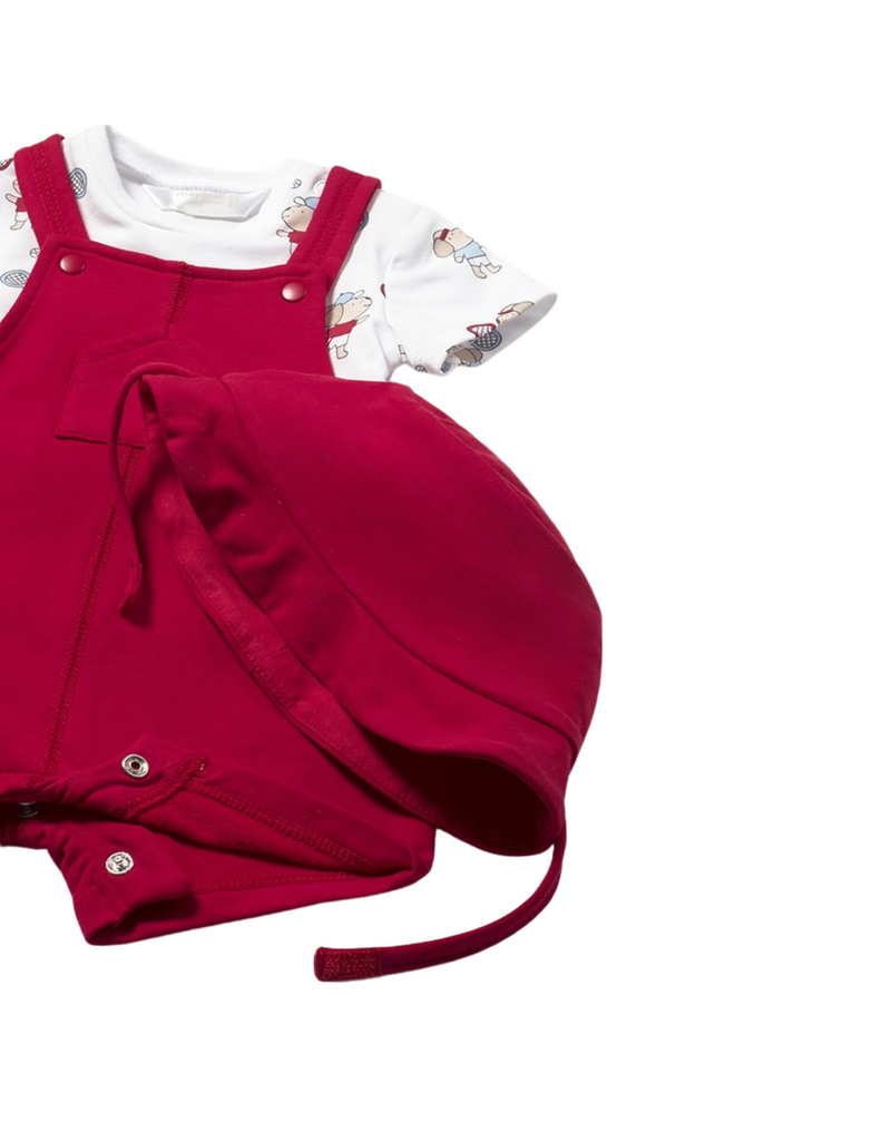 Red Knit Romper and Hat Set