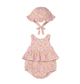 Rose Patterned Onesie with Hat