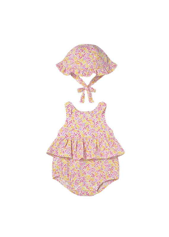 Rose Patterned Onesie with Hat
