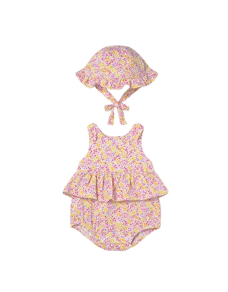 Rose Patterned Onesie with Hat