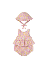 Rose Patterned Onesie with Hat