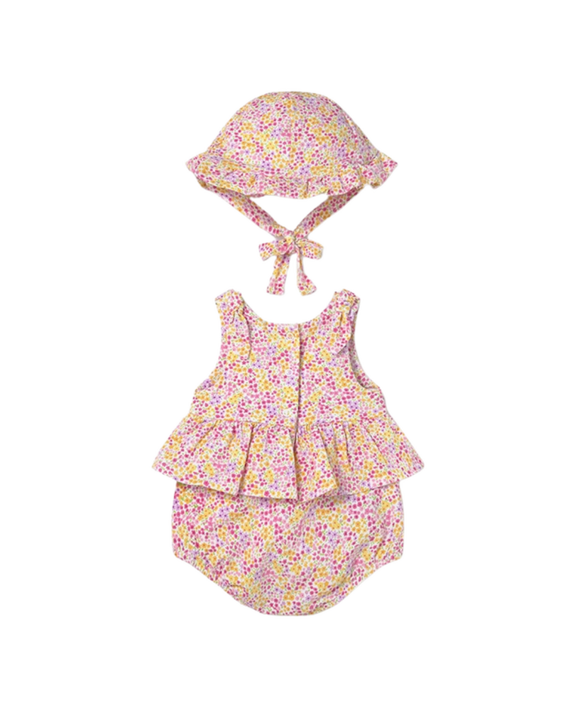Rose Patterned Onesie with Hat