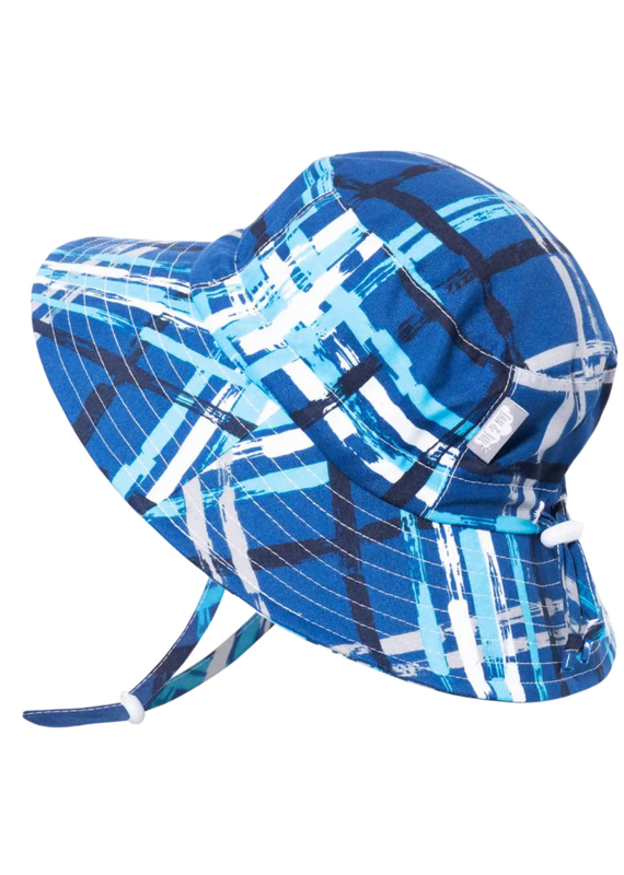 Jan & Jul Blue Plaid Aqua Dry Bucket Hat S (0-6m)