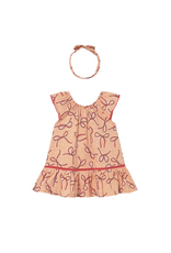 Tangerine Bow Dress  with Headband