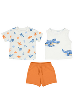 Orange Knit Tank Shirt Set