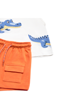 Orange Knit Tank Shirt Set
