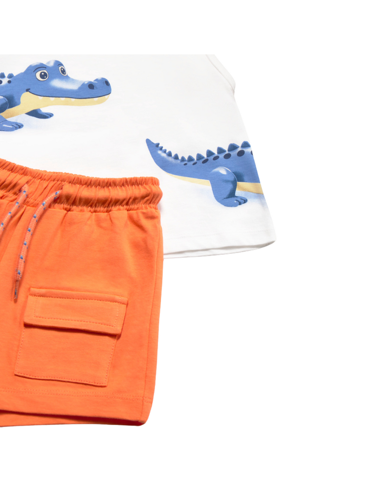Orange Knit Tank Shirt Set