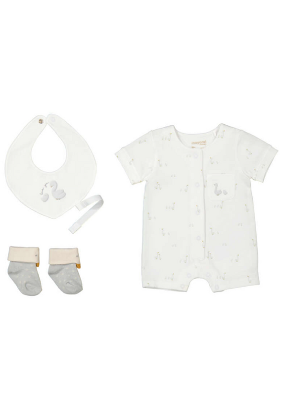 White Short Romper Cozy Set