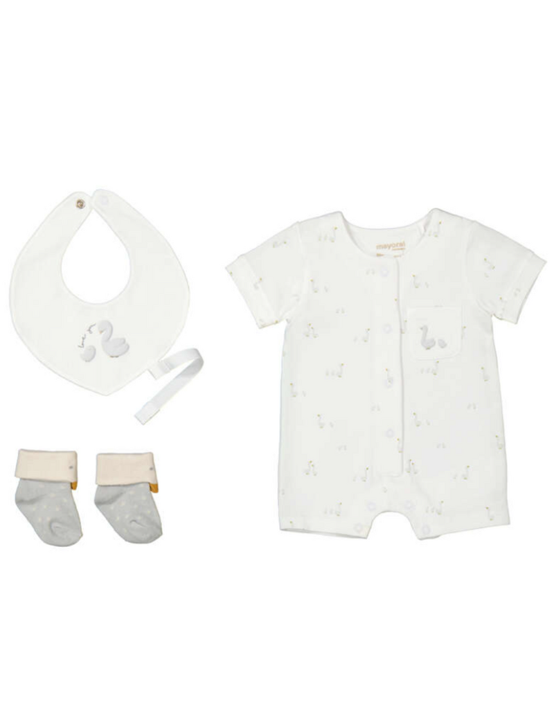 White Short Romper Cozy Set