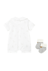 White Short Romper Cozy Set