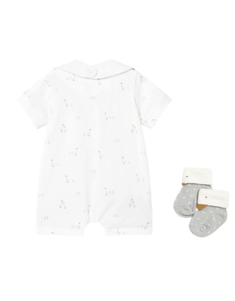 White Short Romper Cozy Set