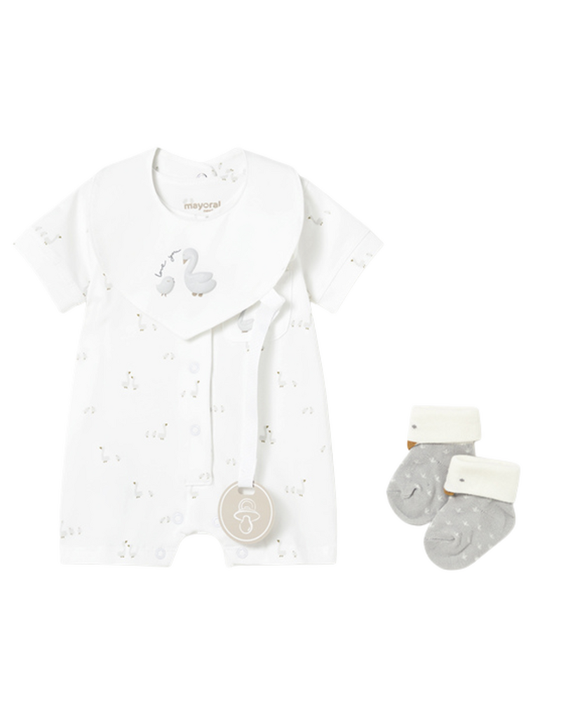 White Short Romper Cozy Set