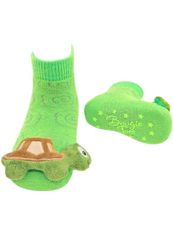 Green Turtle Rattle Socks 0-12m