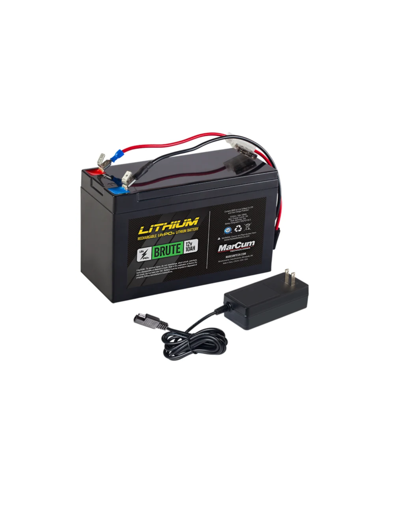 Marcum 12V 10AH LiFePO4 Battery and 3amp Charger