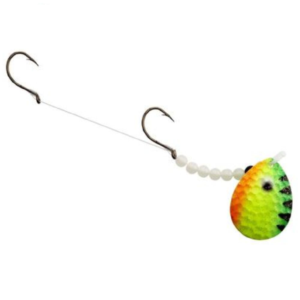 Walleye 2 Hook Quick Change Crawler Harness (Yellow and White Beads)