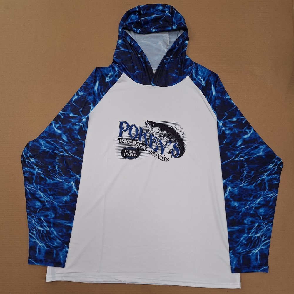 Sun Shirt Hooded White Blue Camo - Pokeys Tackle Shop