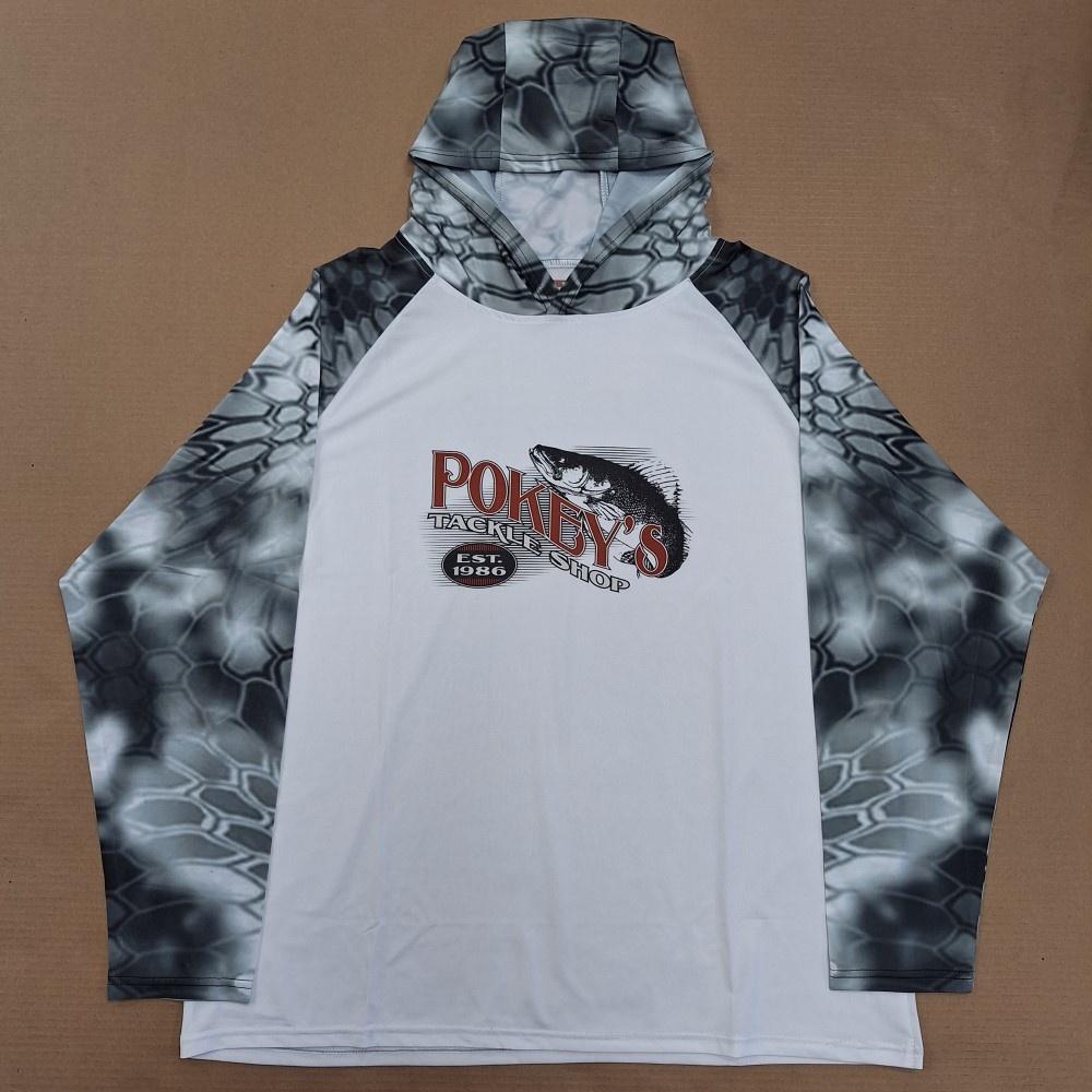 Sun Shirt Hooded White Grey Camo - Pokeys Tackle Shop