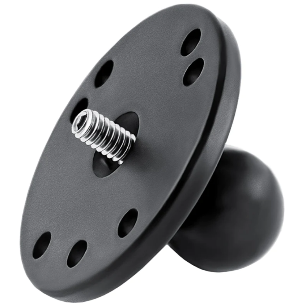 Ram Ball Adapter with Round Plate and 1/4"-20 Threaded Stud - B Size