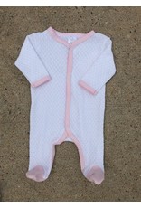 Paty Inc. PI White Footie w/Cotton Pink Trim