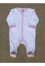 Paty Inc. Newborn White Cotton Footie w/Pink Trim