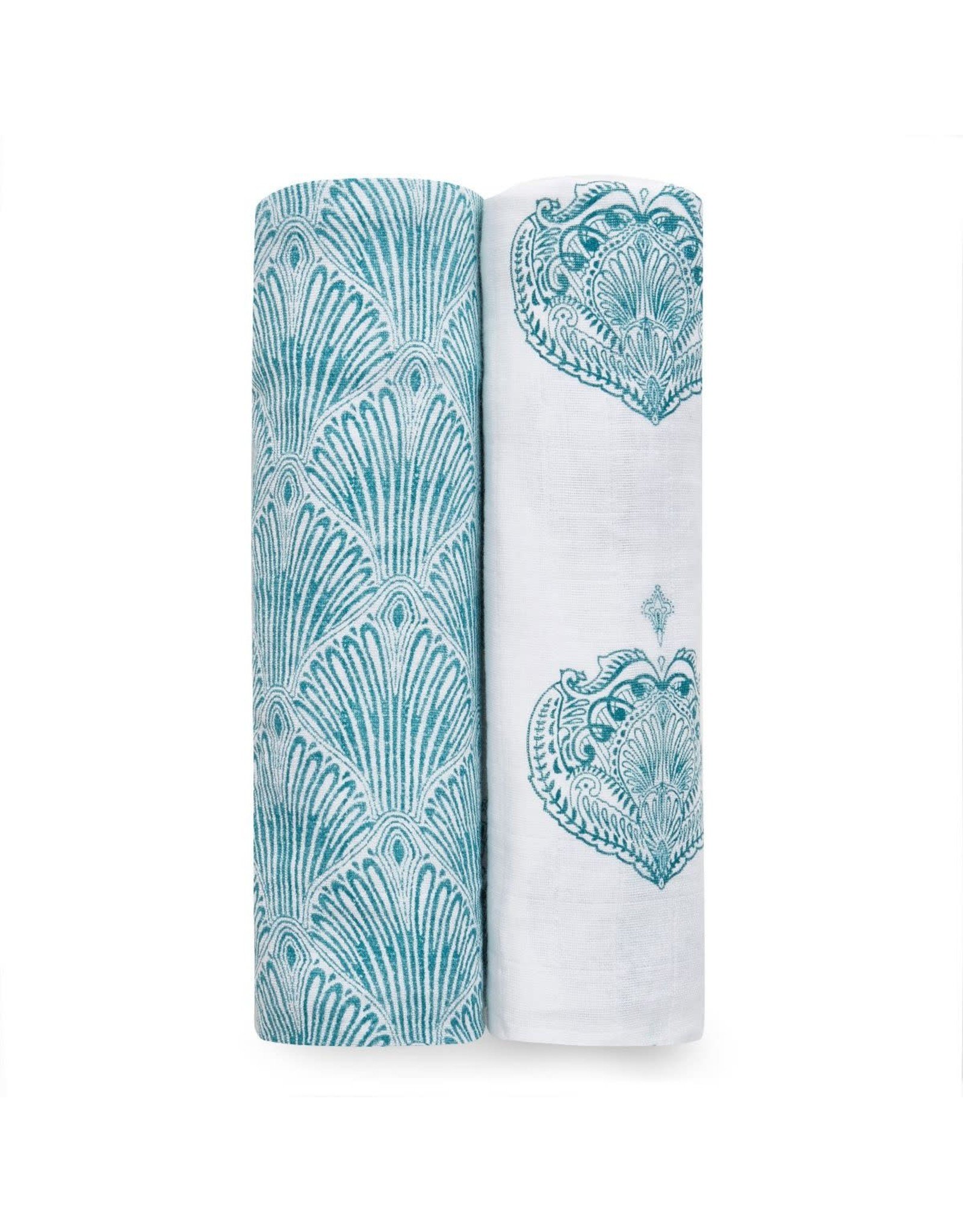 Aden + Anais Aden + Anais - 2-pack Classic Swaddles- Paisley-Teal