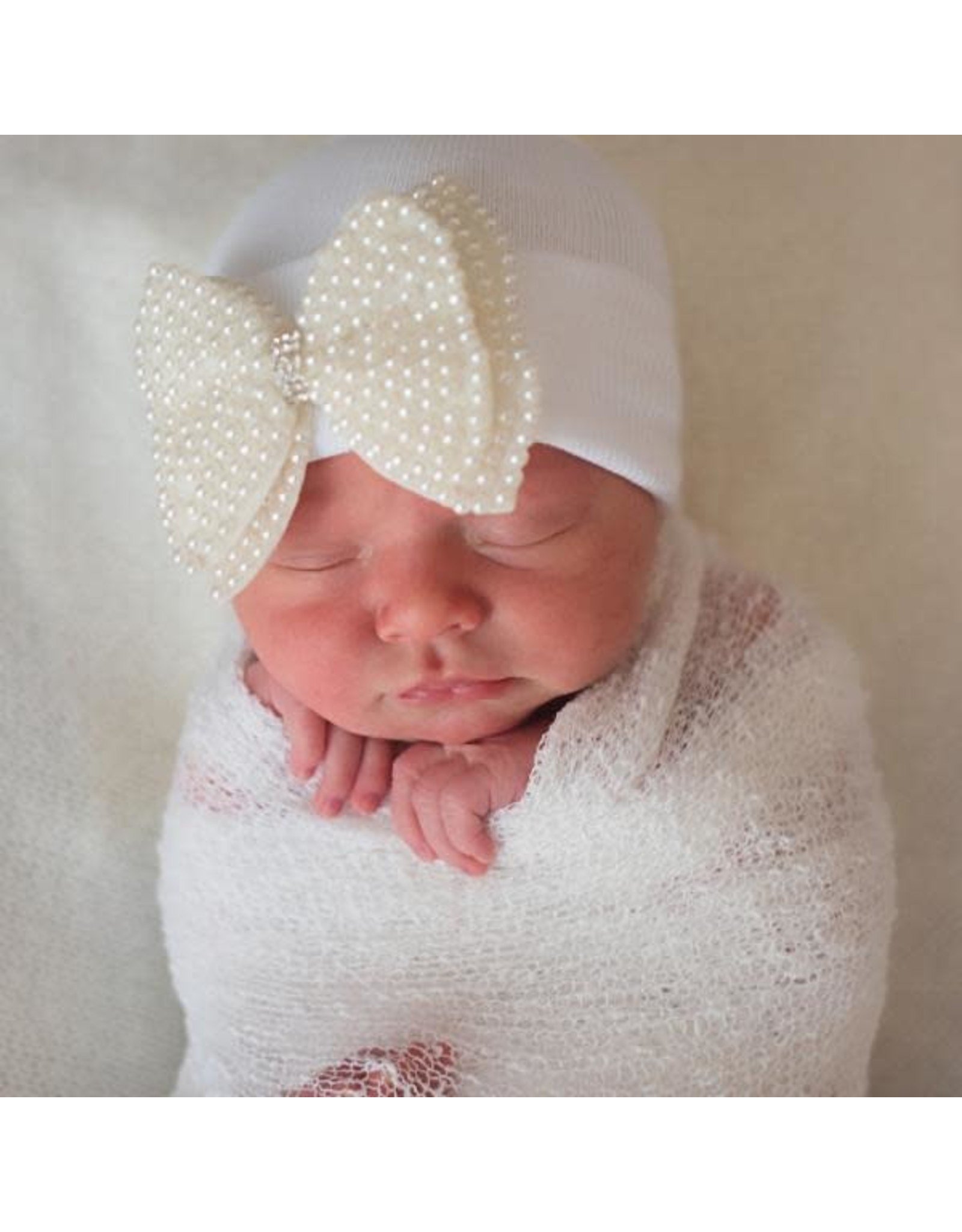 ILYBEAN Ilybean - Pearl Bow White Hat Nursery Beanie