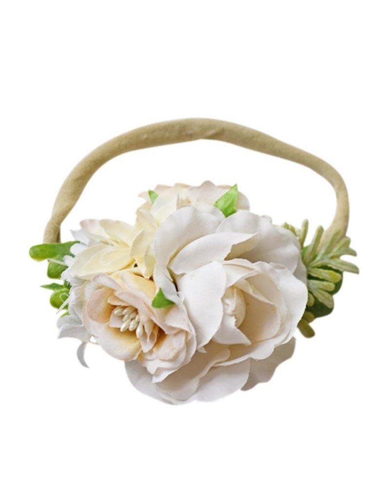 Baileys Blossoms Bailey's Blossoms - Ivory Rose Floral Stretch Headband ...