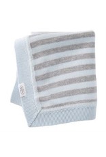 Mudpie Mud Pie- Blue & Gray Striped Knit Blanket