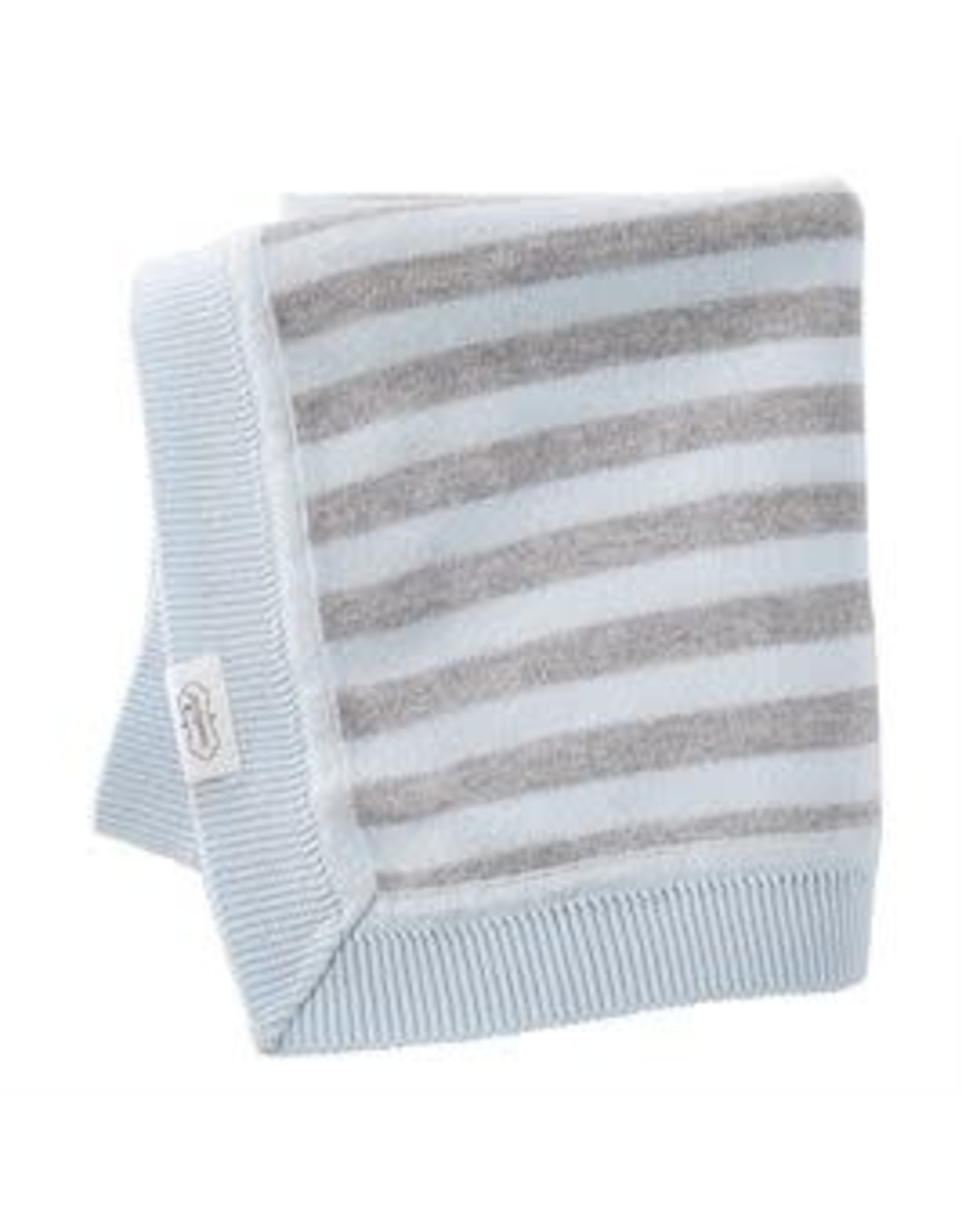 Mudpie Mud Pie- Blue & Gray Striped Knit Blanket