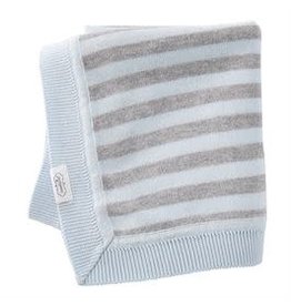 Mudpie Mud Pie- Blue & Gray Striped Knit Blanket