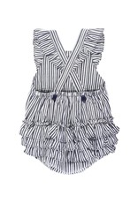 Ruffle Butts Ruffle Butts- Navy Stripe Cross Back Ruffle Romper