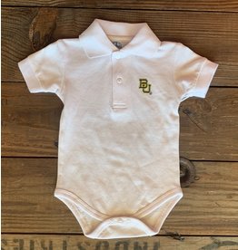 Two Feet Ahead- Baylor Golf White Polo Onesie