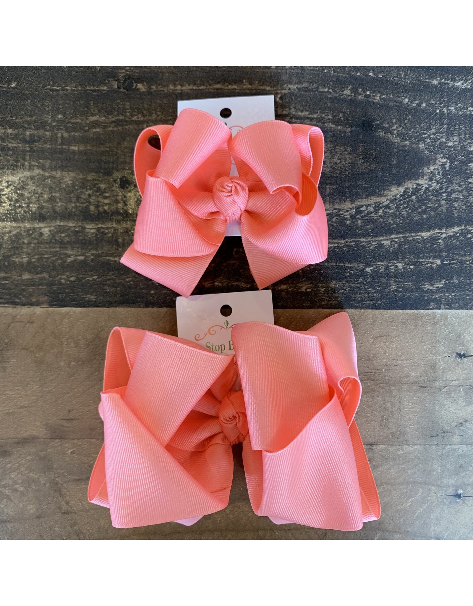 OS- Coral Stacked Grosgrain Bow