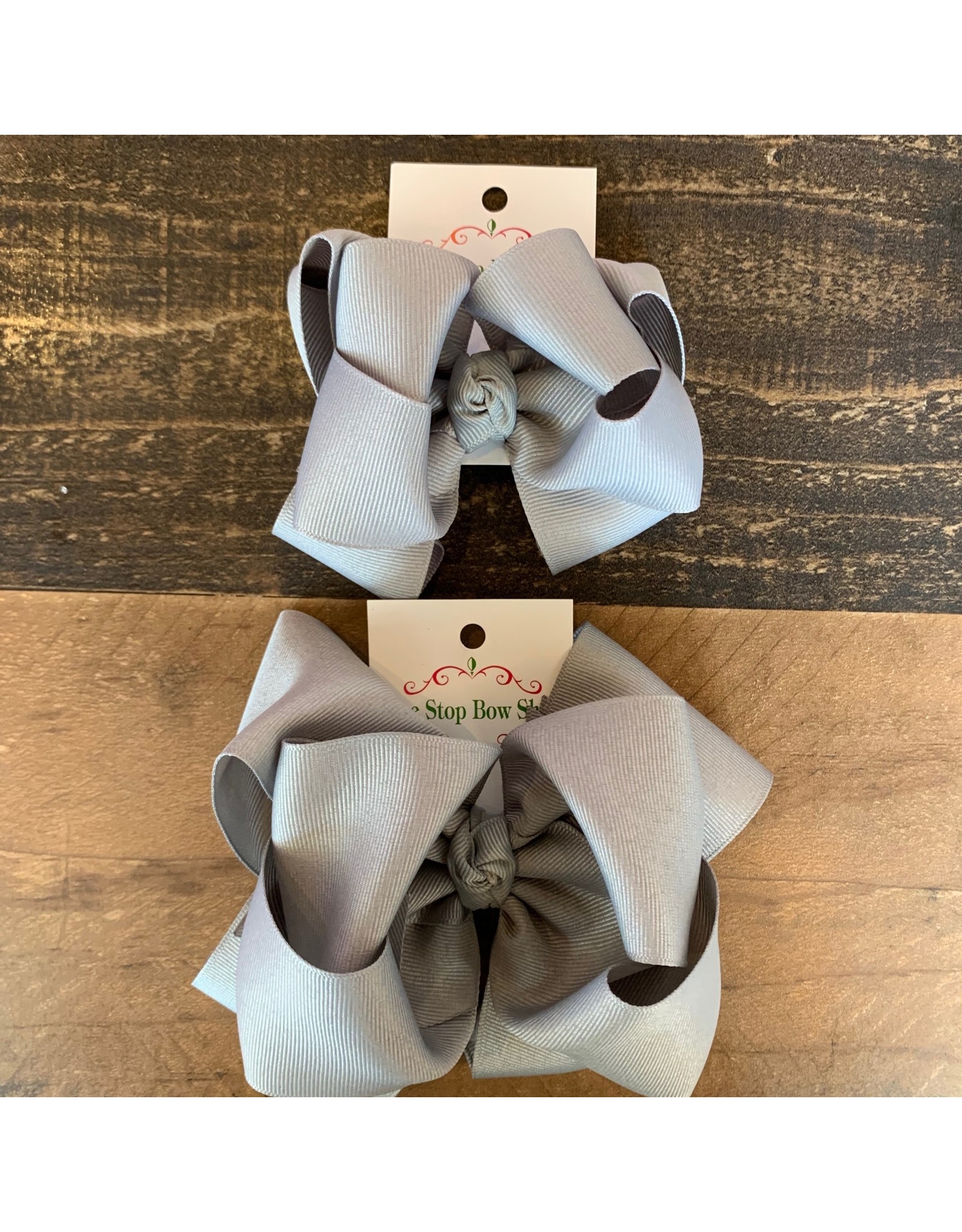 One Stop Bow Shop OS- Silver Stacked Grosgrain Bow