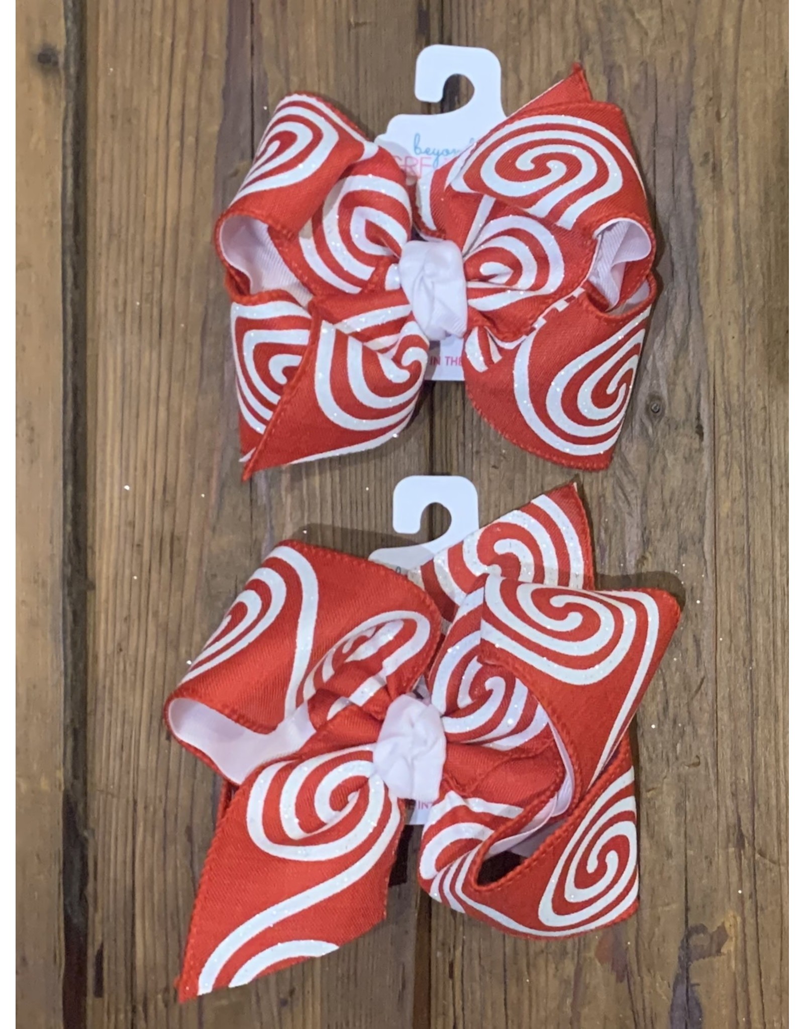 Beyond Creations Beyond Creations- Christmas Swirl Glitter Layered White Knot Bow