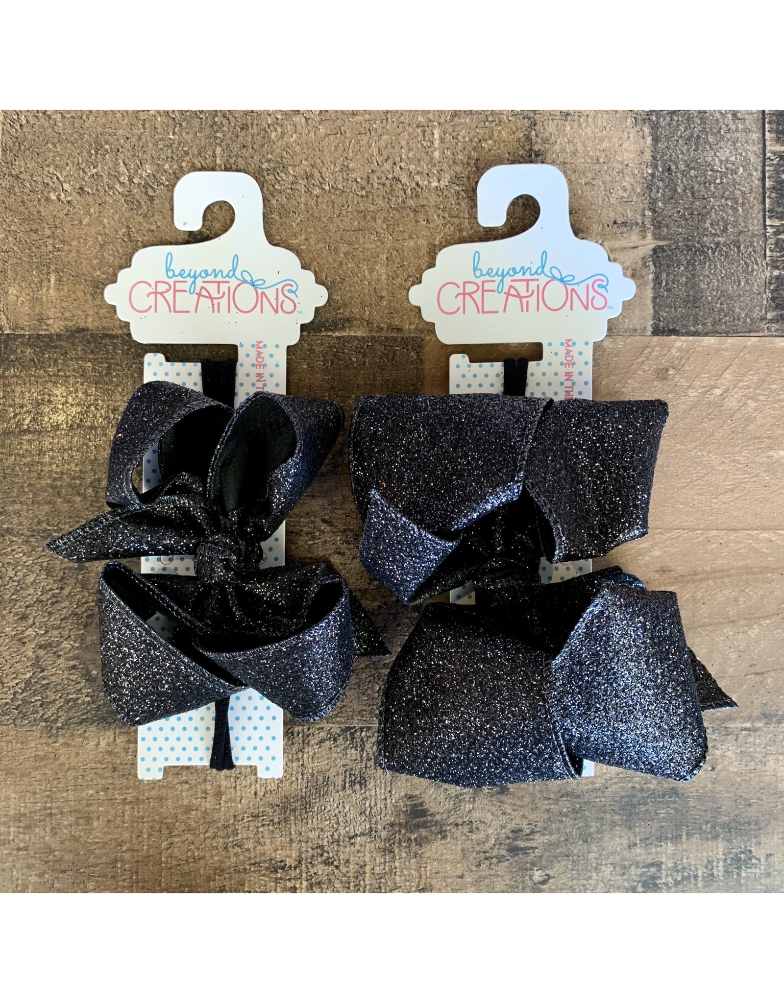 Beyond Creations Beyond Creations - Black Glitter Metallic Bow on 1/4 HB