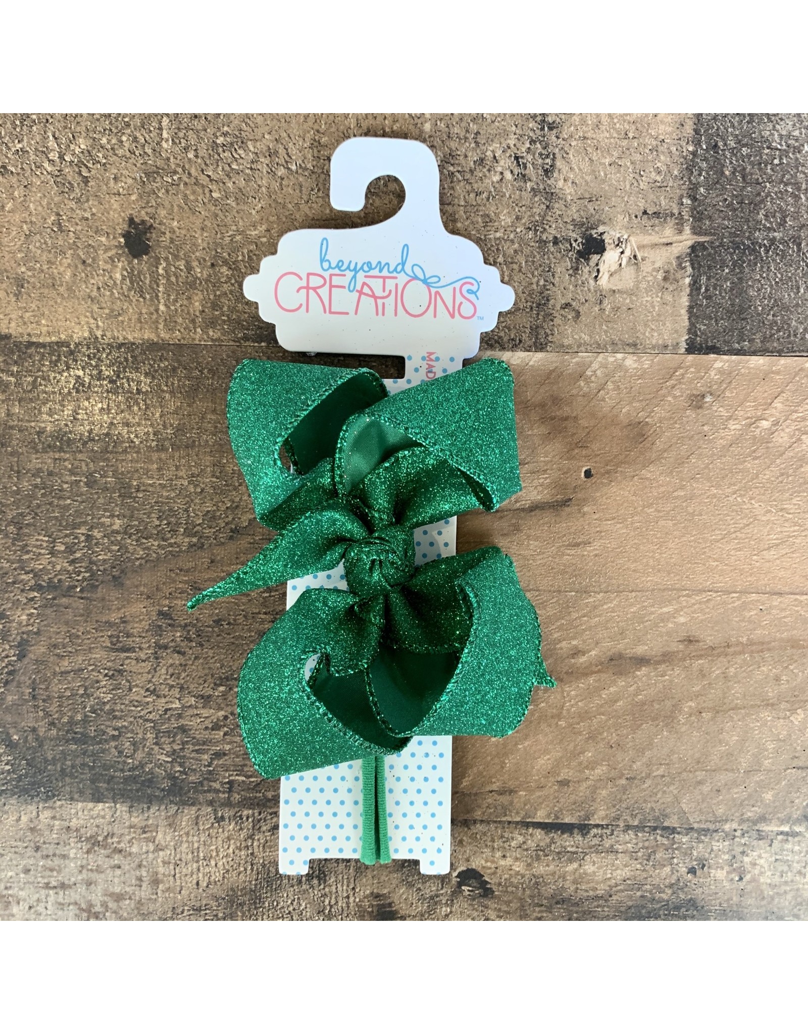 Beyond Creations Beyond Creations - Emerald Glitter Metallic Bow on 1/4 HB