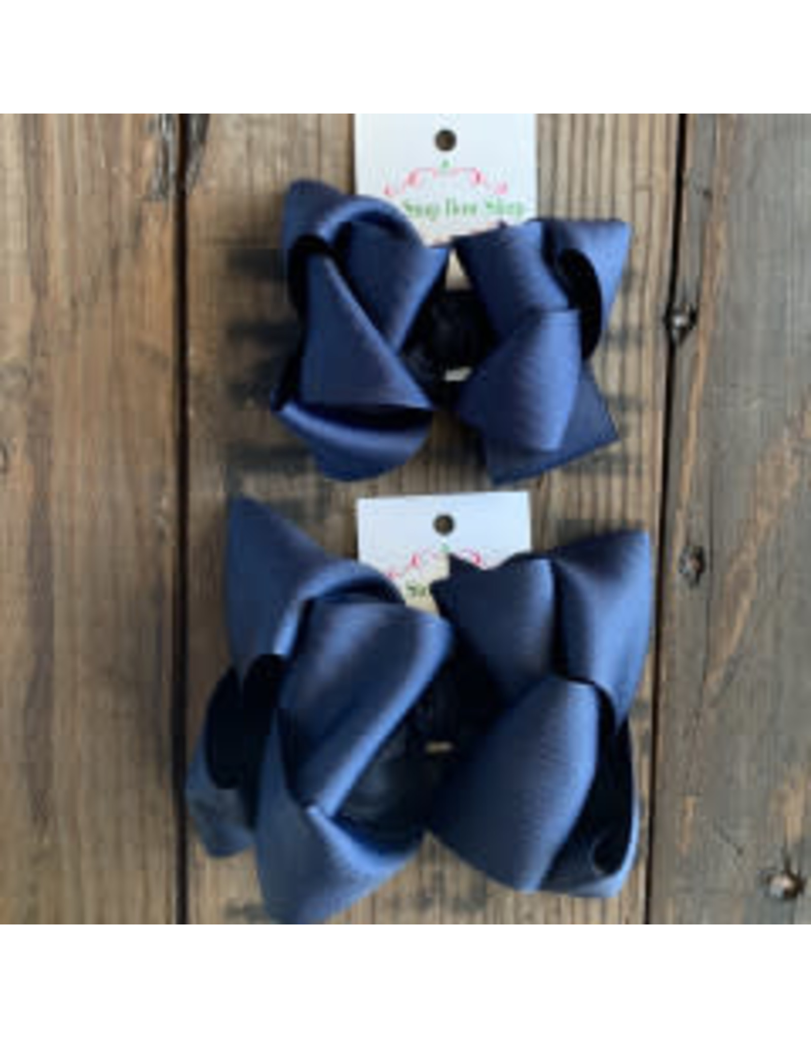 OS - Navy Stacked Grosgrain Bow
