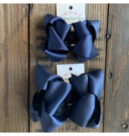 OS - Navy Stacked Grosgrain Bow