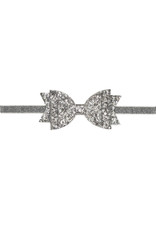 Sweet Wink Sweet Wink- Silver Glitter Bow Soft Headband