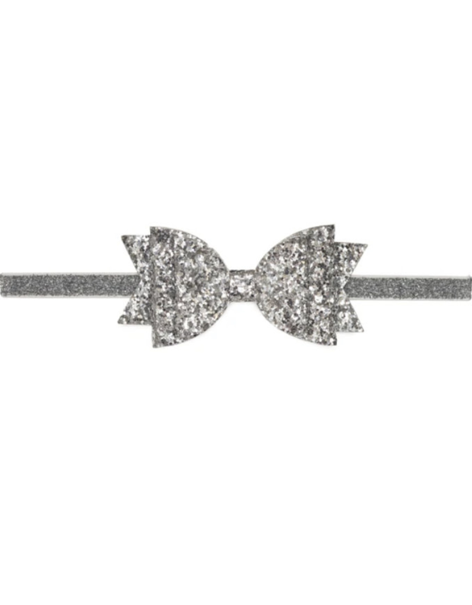 Sweet Wink Sweet Wink- Silver Glitter Bow Soft Headband
