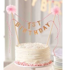 Mudpie Mud Pie- Pink Cake Topper & Banner Set