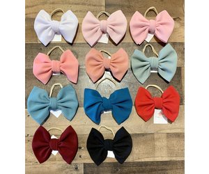 Bella Reese- 6" Fabric Bow on Nude Nylon - Freckles Children's ...