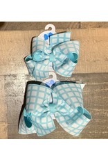 Wee Ones - New Aqua Windowpane Overlay Bow