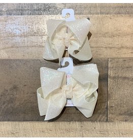 Beyond Creations Beyond Creations- Antique White Glitter Metallic Knot Bow