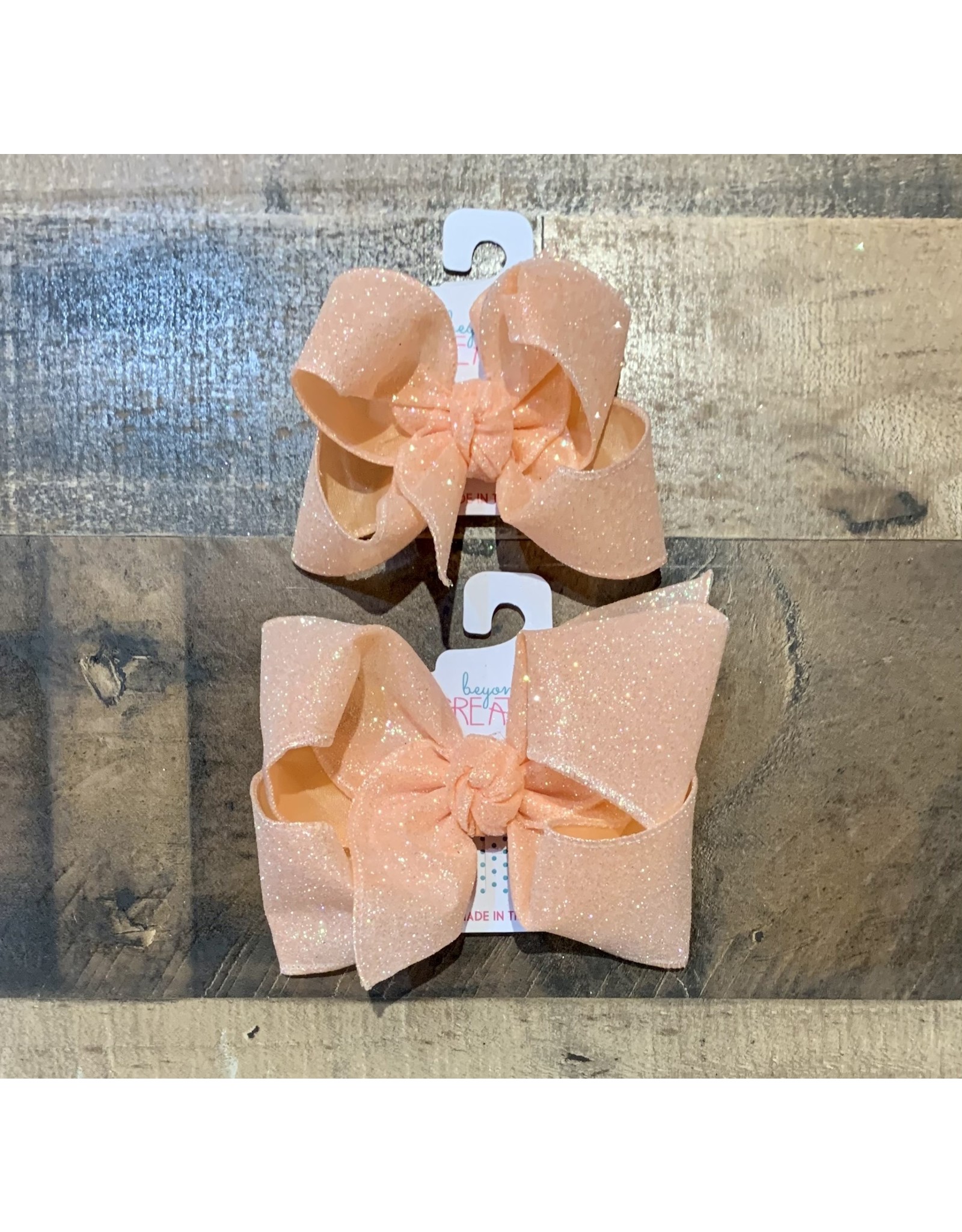 Beyond Creations Beyond Creations- Light Coral Glitter Metallic Knot Bow