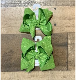 Beyond Creations Beyond Creations- Apple Green Glitter Metallic Knot Bow