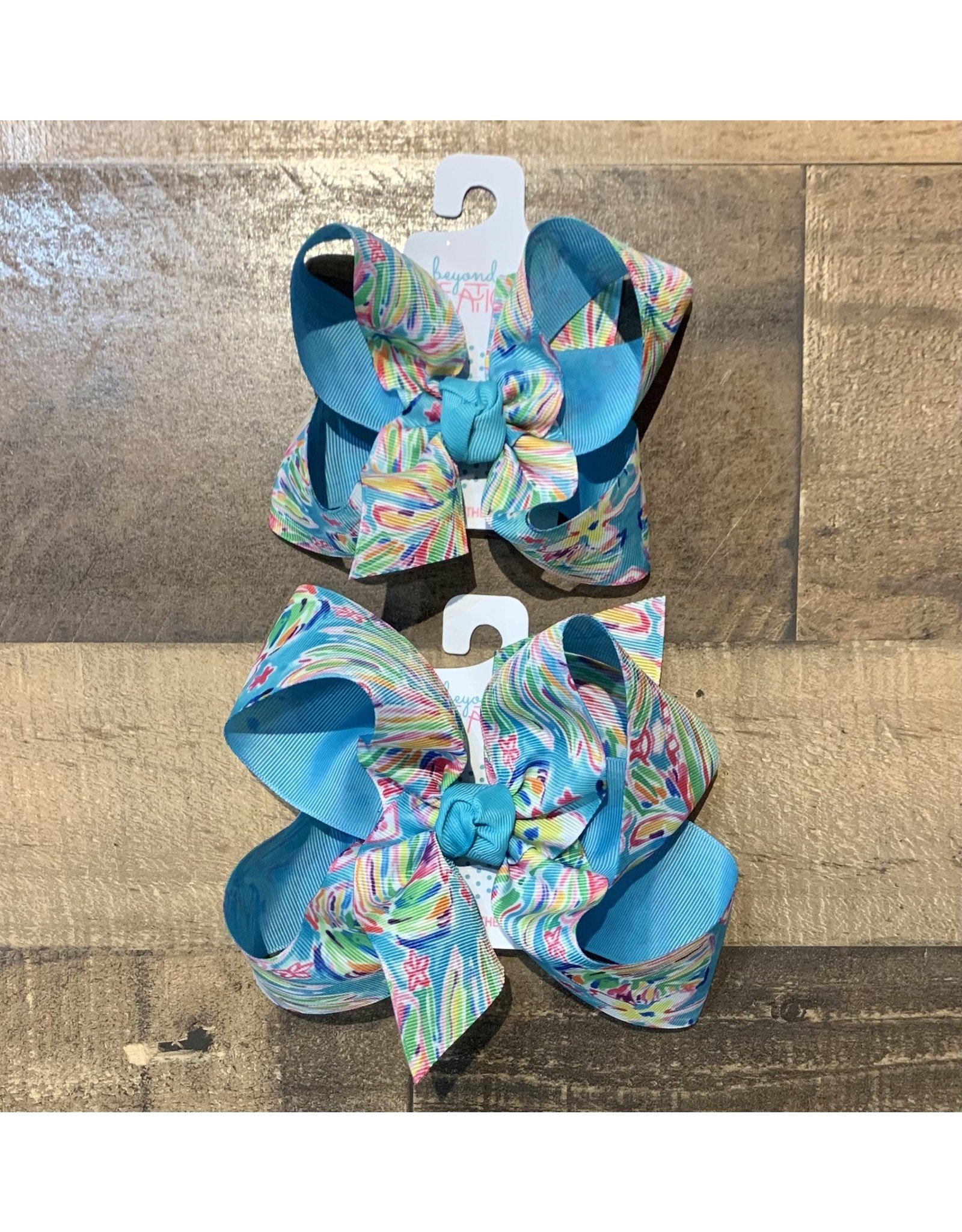 Beyond Creations Beyond Creations- Two Tone Specialty Knot Bow: Aqua/Multi Leaves