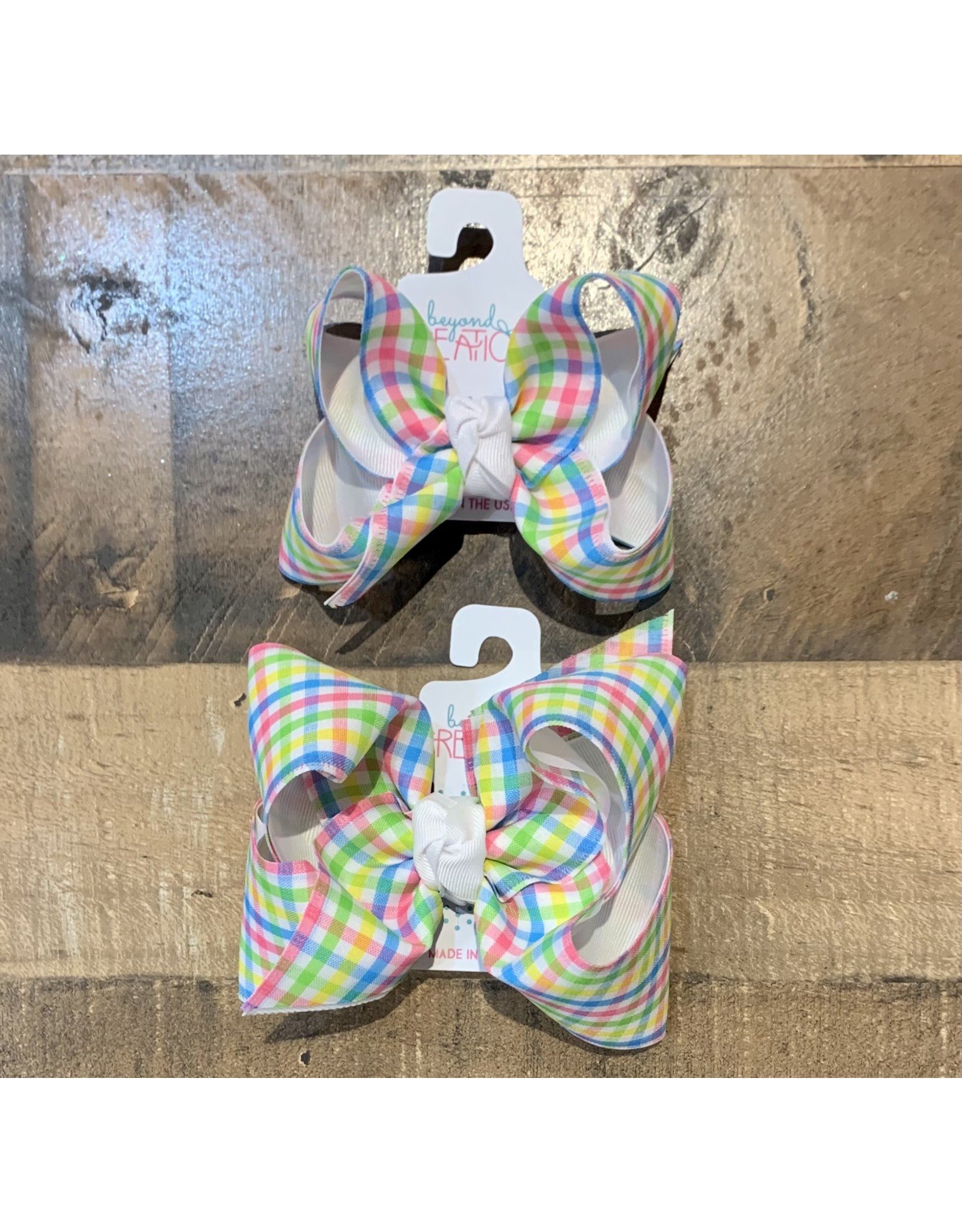 Beyond Creations Beyond Creations- White/Pastel Plaid Layered Knot Bow