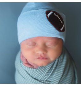 ILYBEAN Ilybean- Blue Chenille Football Nursery Beanie